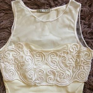 White embroidered crop top